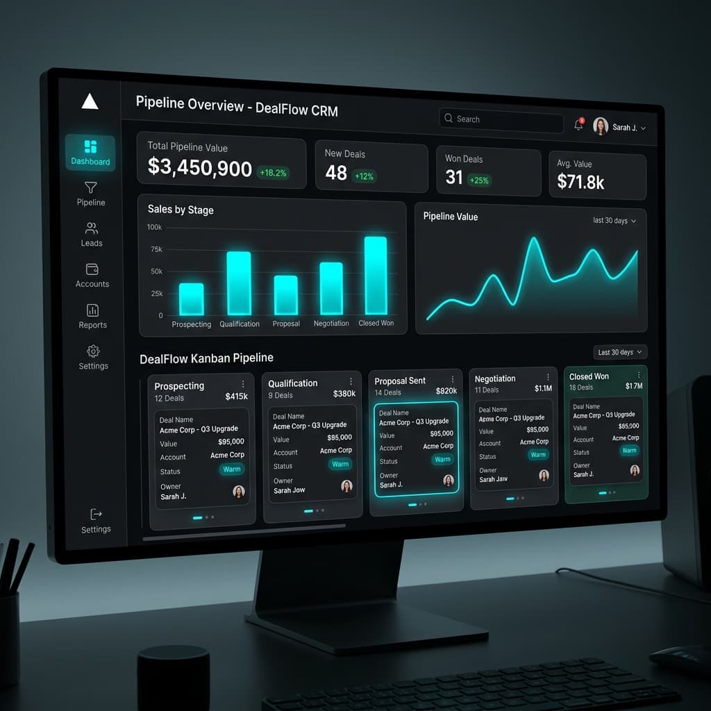 Zoho CRM Alternatives with Modern UI: Upgrading Your Sales UX in 2026 Premium sales pipeline user interface design showing modern dashboards and analytics cards